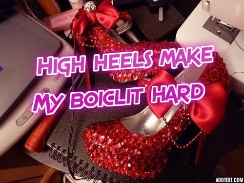 sissy-maker: sissy-stable: Does your clitty get hard when you slip on the high heels ?  Boy to Girl 