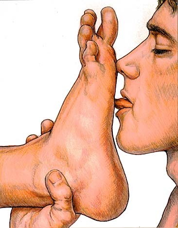 &ldquo;Feet First&rdquo; by Dic, 2001, prismacolor on paper, 10&quot;