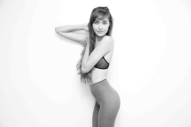 americanapparel:  Ariel wearing the Opaque Tights with the Nylon Spandex Micro-Mesh