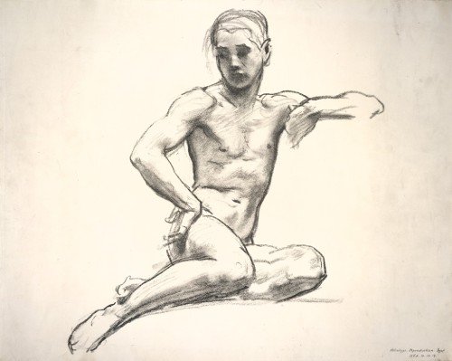 artist-sargent:  Study of a Male Nude for Rotunda Relief, Museum of Fine Arts, Boston, John Singer Sargent, 19th-20th century, Harvard Art Museums: PrintsHarvard Art Museums/Fogg Museum, Gift of Mrs. Francis OrmondSize: 50.7 x 63.2 cm (19 15/16 x 24 7/8
