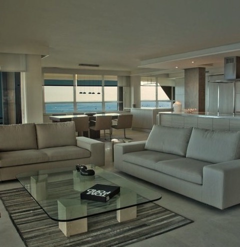 Modern Living Room MiamiLiving Room - Mid-sized Modern Formal And Loft-style Porcelain Tile And Beige