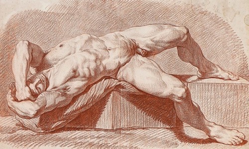 hadrian6:    Reclining Male Nude (around 1775–77) Jacques Louis David French 1748-1825. red chalk drawing.    http://hadrian6.tumblr.com