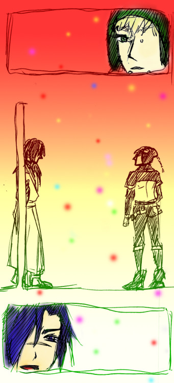 paranoiao:   — Aoba then takes that moment to knee Noiz in the groin because damn brats should know better than to barge in uninvited. …Fucking shoujo sparkles *grumble grumble* And because the Color-Soulmates AU refuses to leave me, more on it under