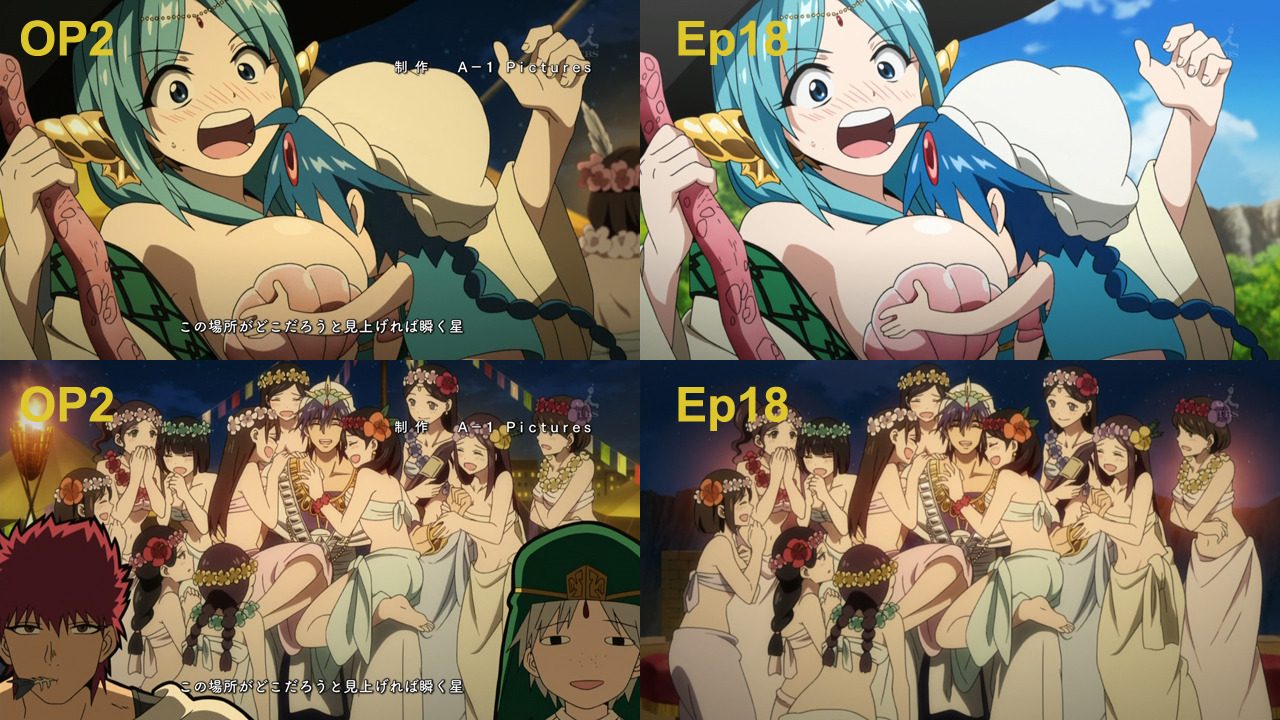 yoshi-x2:  Recycled OP footage in Magi episode 18.