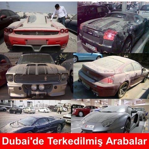 Dubai'de terkedilmiş arabalar