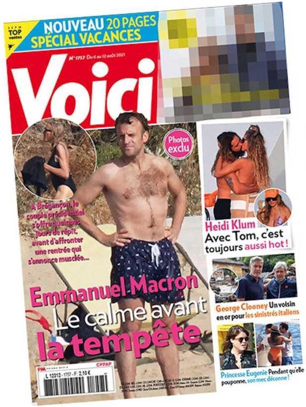 Macron shirtless