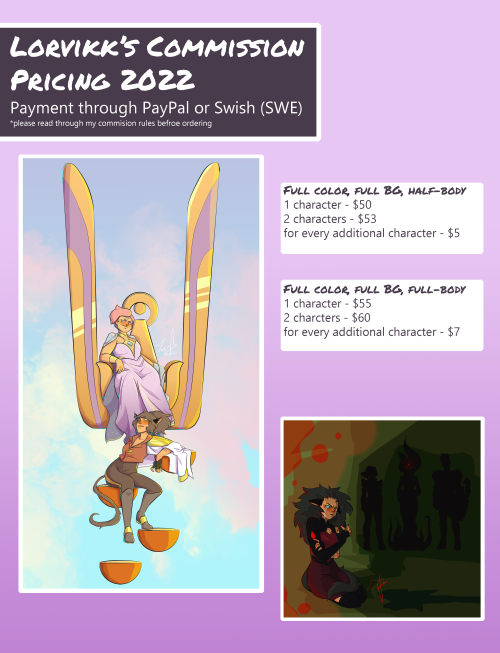 NEW COMMISSION PRICES ARE HERE BAYBEY!As of the fourth of January 2022 my commissions are once again