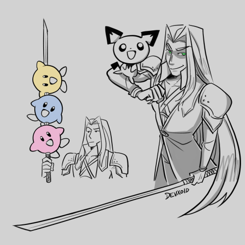 devxoid: ffvii sketchdump but its just zack and a bunch of sephiroths. ive been playing the original