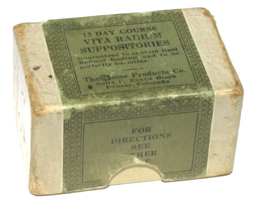 Vita Radium SuppositoriesPopular during the early 20th century, Vita Radium suppositories contained 