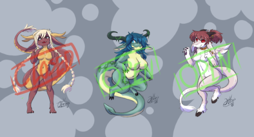 eymbeeart:  thatweirdartguyjosh:  DRAGON ADOPTS ุ Some more adoptables i made, this time cute lil Dragon Girls!  Red Fire Dragon: CLOSED Green Swamp Dragon: OPEN Pink Mountain Dragon: OPEN Hope y'all like em~                     MESSAGE ME