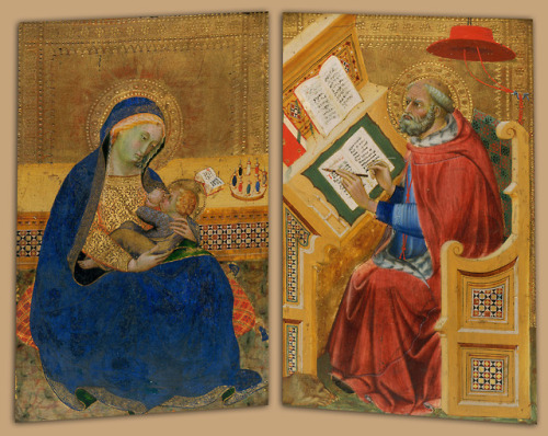 The Virgin of Humility and St. Jerome Translating the Gospel of John, attr. to Benedetto di Bindo, c