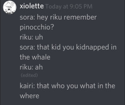 xiolette:kairi really missed out on a wild ride