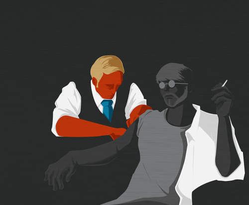 illustration by 45cave : Hannibal. role reversal Special agent Hannibal Lecter. Dr.Graham.