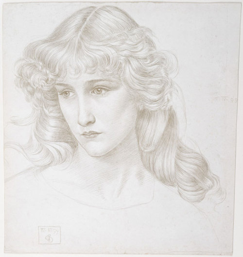 centuriespast:Joseph Edward Southall, Head of a Girl, 1899,  metalpoint (probably silverpoint) with 