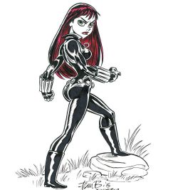 Tombancroft1:  “Whatdyoosay?”  Black Widow For Today’s Inktober Drawing. Originals