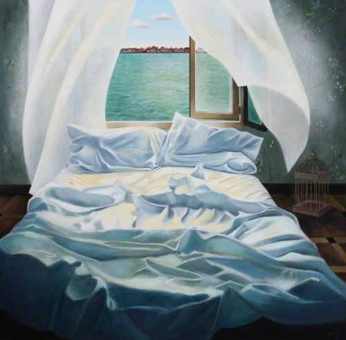huariqueje:  Towards Giudecca  -   Lesley Banks , 2009.British,  b.1962-Oil on canvas, 111 x 111 cm