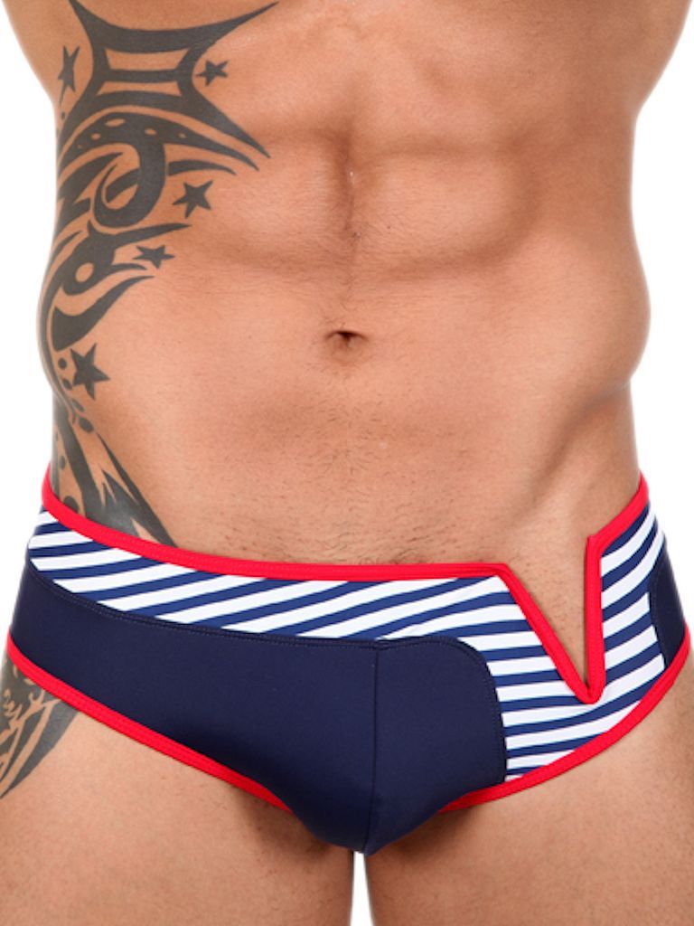 clothing-for-gays:  Pistol Pete Wired Brief w/V-Wire Swimwear Navy  Clothing-for-Gay,