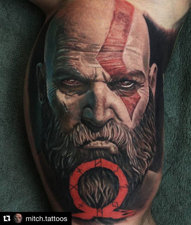kratos tattoo done by @gruchan To submit your work use the tag #gamerink  And don't forget to share our page too! #sponsoredartist #sp... | Instagram