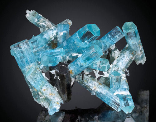 hematitehearts:   Aquamarine with Schorl Locality:   Erongo Mountain, Erongo Region, Namibia.  
