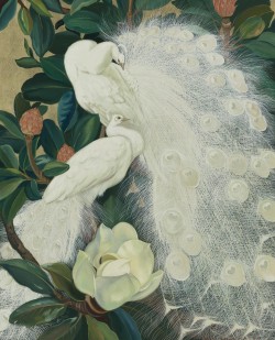 art-and-things-of-beauty: Jessie Arms Botke (American, 1883-1971). White Peacocks, oil on board 97,8 x 81,3 cm. 