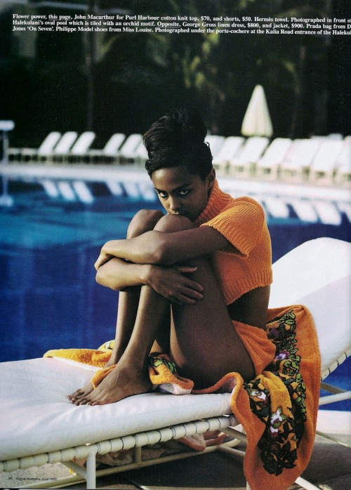 24kblk:lana oglivie by anthony gordon for vogue australia june ‘90