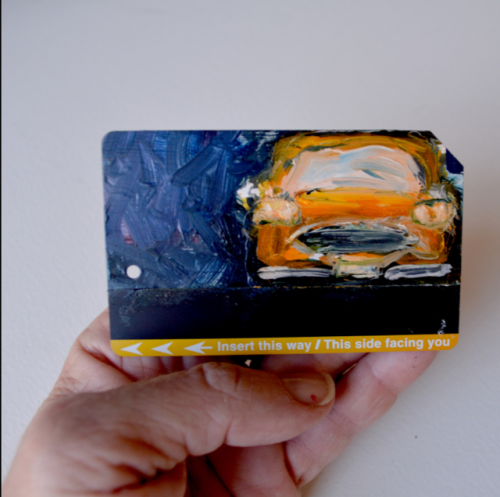  Metro Card Taxi No. 192.5" x 3" oil on MetrocardAvailable here.