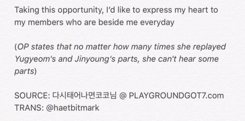 JAEBUMS LETTER TO GOT7 AND IGOT7 DURING SECOND FAN MEETING