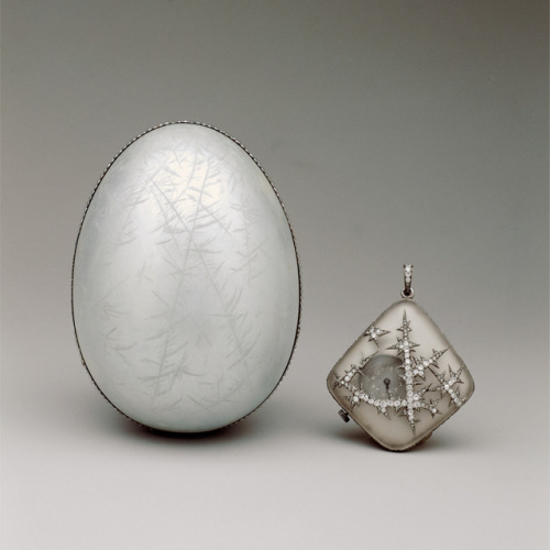 Fabrege eggs1. Bay-tree egg, 1911, with clockwork singing bird2. Coronation egg, 1897 (the coach was