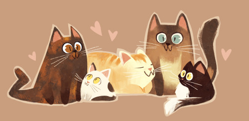 dailycatdrawings: delaneyjanuzzi: some cats and kittens for @dailycatdrawings ! ❤️ These a