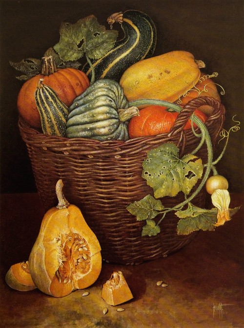 art-and-things-of-beauty:Still life with gourds Jose Escofet (1930)