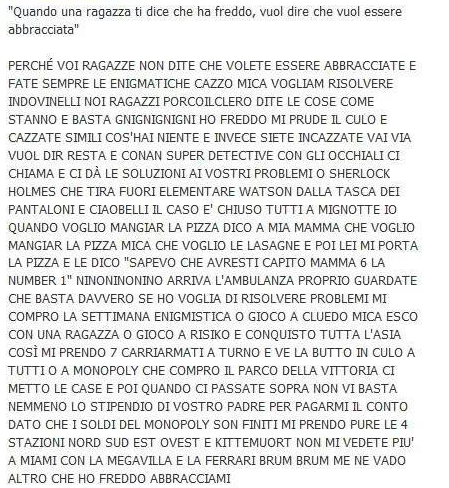 fuocodanime:  luoghimpossibili:  non-so-cosa-fare:  iotisalvero:  queitemporalinconsolabili:  comunquepiangerei:  Alessandro Locatelli (un amico di amici, premetto che non lo conosco), su Facebook.  ADESSO SCUSATEMI MA MI RITIRO A RIDERE   Ahahaha ma