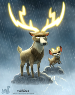 cryptid-creations:  Daily Painting 1703# Thundeer by Cryptid-Creations   For WIP’s, time-lapses, and more. Please check out my Patreon https://www.patreon.com/piperdraws Twitter  •  Facebook  •  Instagram  •  DeviantART   