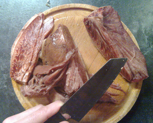 Looks like meat, but this is a mushroom - the beefsteak fungus, Fistulina hepatica more info here: h