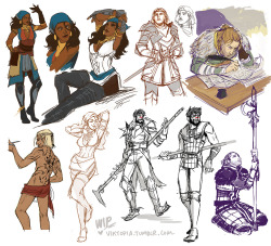 Viktopia:  Assorted Random Sketches. + Extra Zev + Dancing Hawke(Man Isabela’s