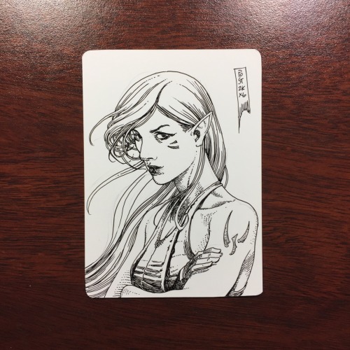 postrk:Star Wars EU Jarael #inktober sketch on a custom token blank.