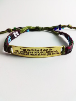 purplebuddhaproject:  “Trust the timing of your life. Stay patient, stay calm, stay determined, stay focused, and most of all trust your journey.”Preview of the collection coming out soon. Made from upcycled weapons of war by artisans of fair-trade