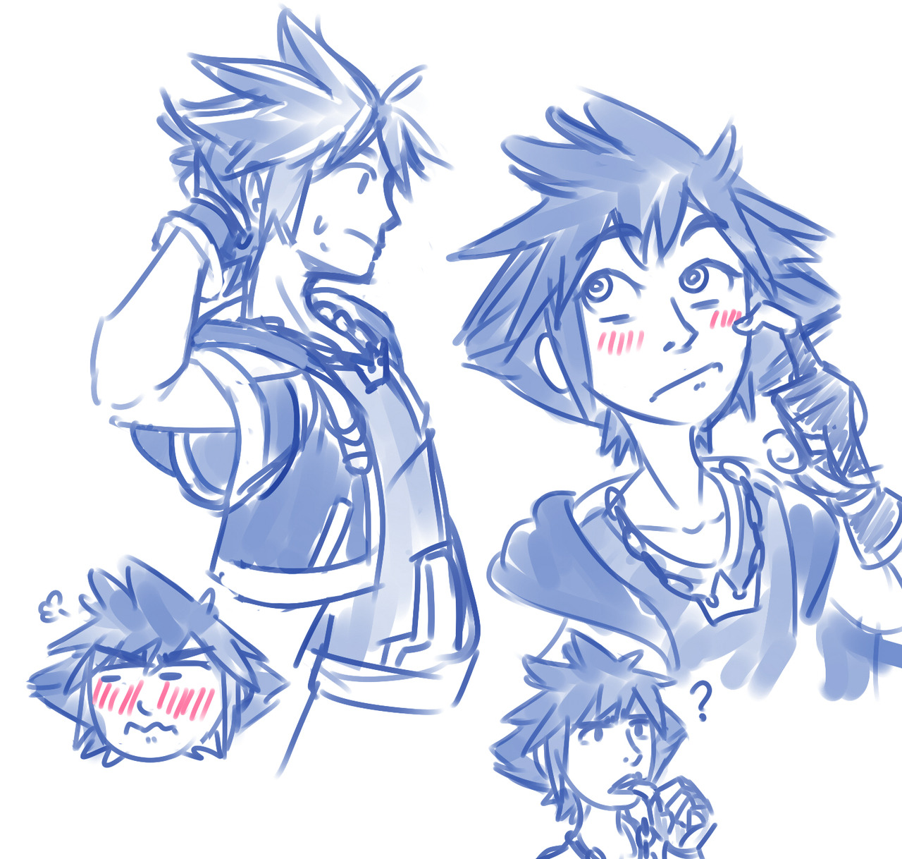 nikutsuneart:  a collection of some sora n riku doodles n warmups