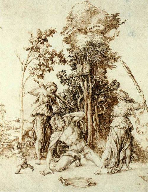  Dürer, Morte di Orfeo (1494)[…]Lo ammazzarono, sacrileghe, e da quella bocca ascoltata dai s