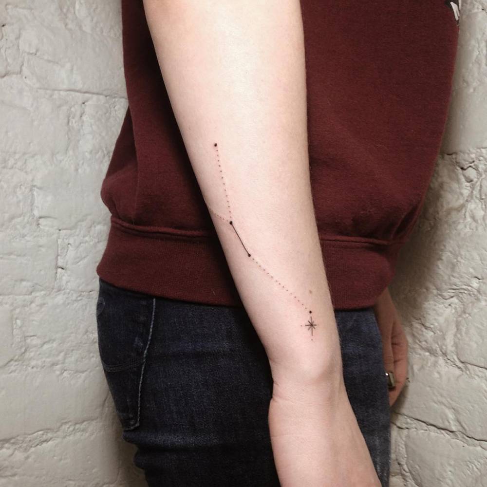 Minimalist Scorpius constellation tattoo on the inner