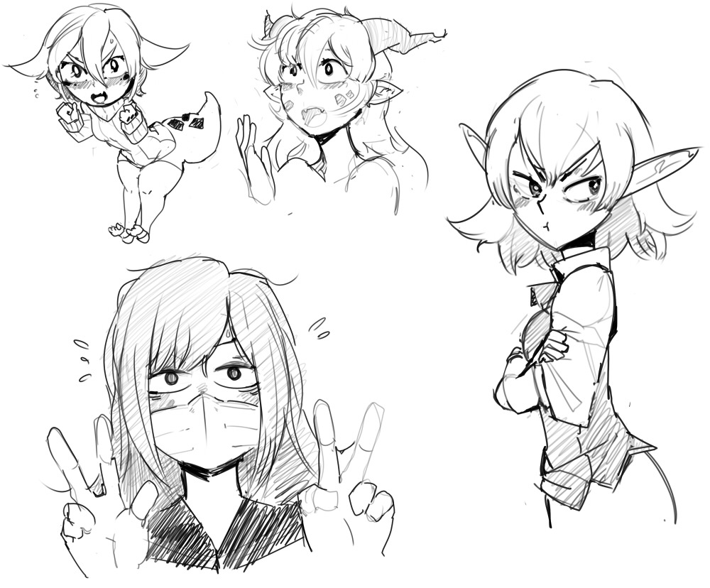 galaxyspark:  Doodles from today’s stream:  Kanelfa’s dragon girl Tried drawing