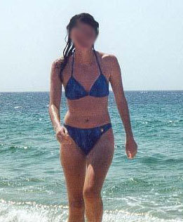 Milf with small 34a breasts in a Blue Bikini - what do you guys think hot or not?