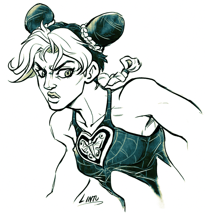 lintufriikki:  Jolyne is badass and I love her a lot ♥ I’m not too far in Stone