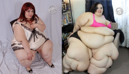 make-me-a-pig:  plmartin2014me:  animal187:  hugeorama:  Incredible weight gain!  😳😳😳😳How does someone get that big?  She eat !!! Mmmmmmm   my god