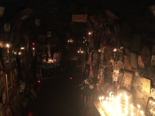 rtrixie:A small Orthodox shrine in a cave, Rhodos, Greece