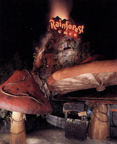 newwavearch90:  Rainforest Café - Arizona Mills & Disney Village Marketplace (1997 & 1996)Designed by the Rainforest Café Design Division teamScanned from ‘Theme Restaurants’ by Mike Kaplan (1997) & ‘American Theme Restaurants’