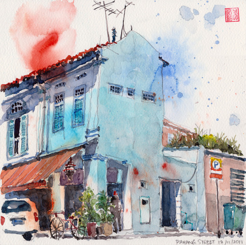 Paul Wang aka Paul ArtSG (Singaporean, b, Singapore) - 1: Shophouse at Love Lane, Penang, 2012  2:Su