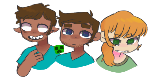 and now a minecraft drawing i put more effort into: the trio!!!