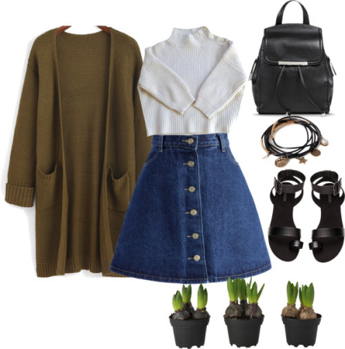 I can actually afford this by w0lfology featuring a black backpackKnit cardigan / Vanessa Bruno long
