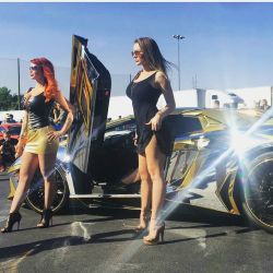 Posing w/ @carrielachance at #zmaxdragway in front of #teamsalamone #lambourghini oh yeah baby! #goldrushrally #GR8EST #gr8 #ilovebianca #biancabeauchamp #redhead #carrielachance by biancabeauchampmodel