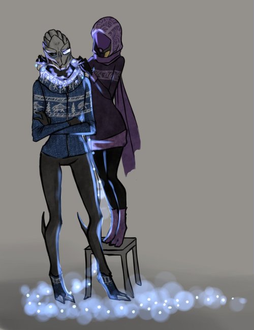 biowarelove:  Happy New Year - Mass Effect - Garrus and Tali by MrBenvey 